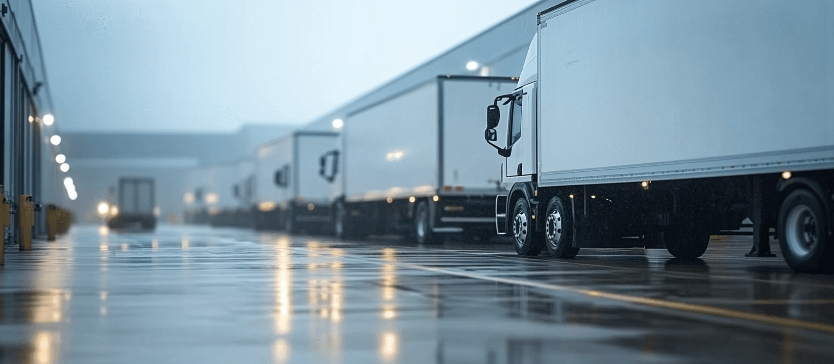 Logistik-Terminal mit LKW-Flotte